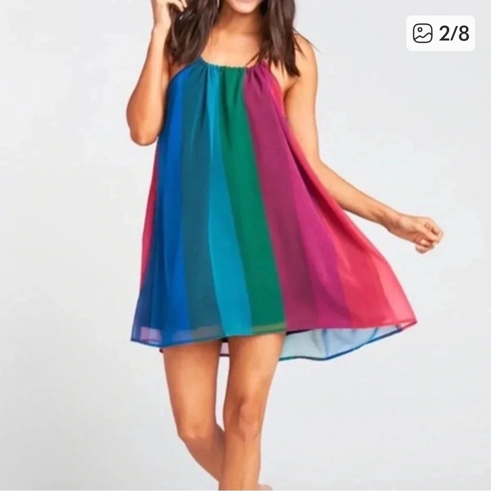 Show Me Your MuMu Pink, Blue, green Sleeveless Dress, Small